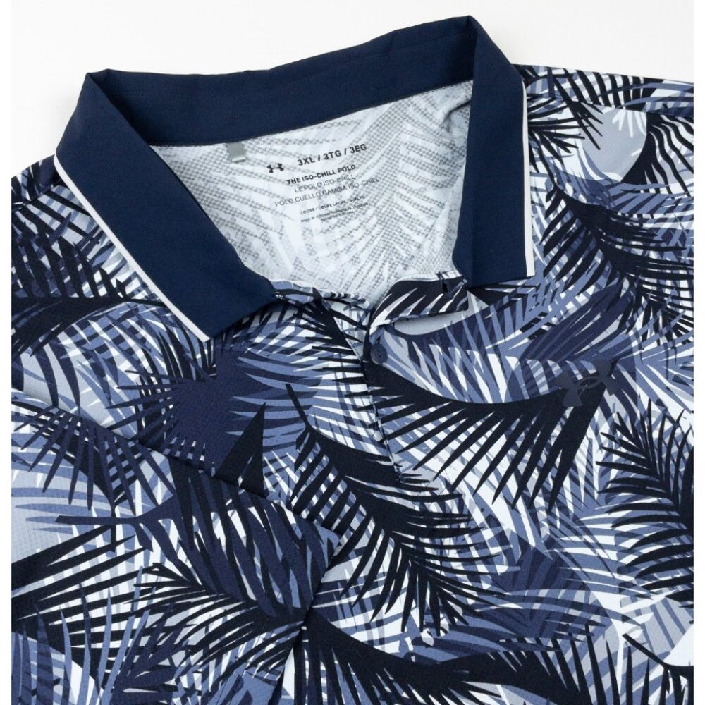 Under Armour Iso-Chill Golf Polo Men's 3XL Blue Palm Leaf Stretch Performance - Picture 4 of 15